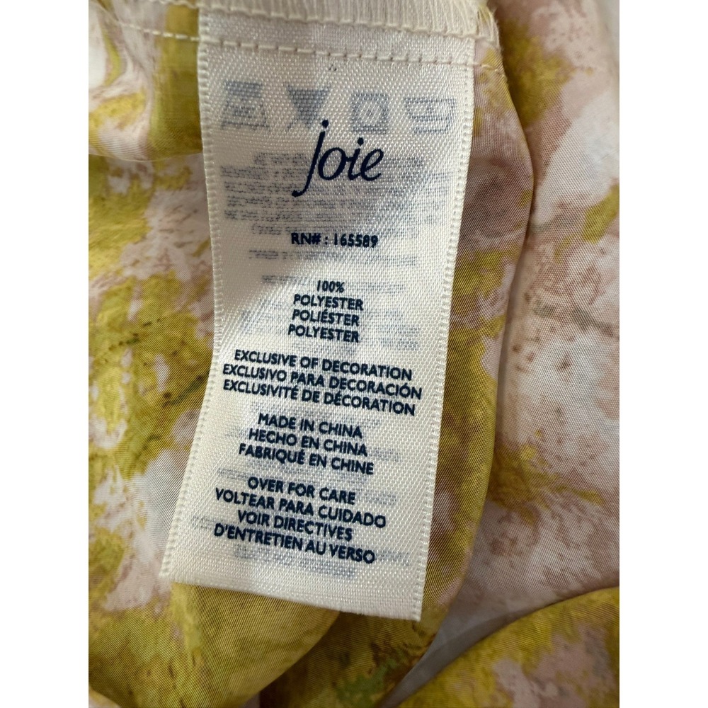 Joie Womens Summer Porcelain Print Sleeveless Ruffle Neck Smocked Blouse Size L - Picture 4 of 6